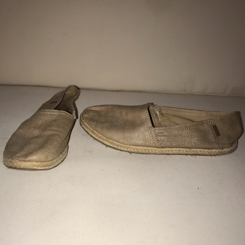 Tan slip ons with shine